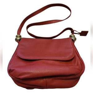 Giani Bernini Vintage Red Leather Crossbody with Gold Tone Hardware